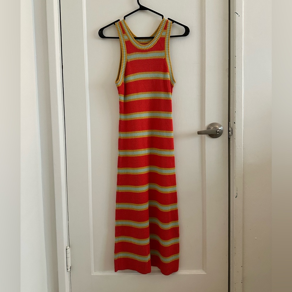 MOTHER Red and Mint The Chin Ups Dress